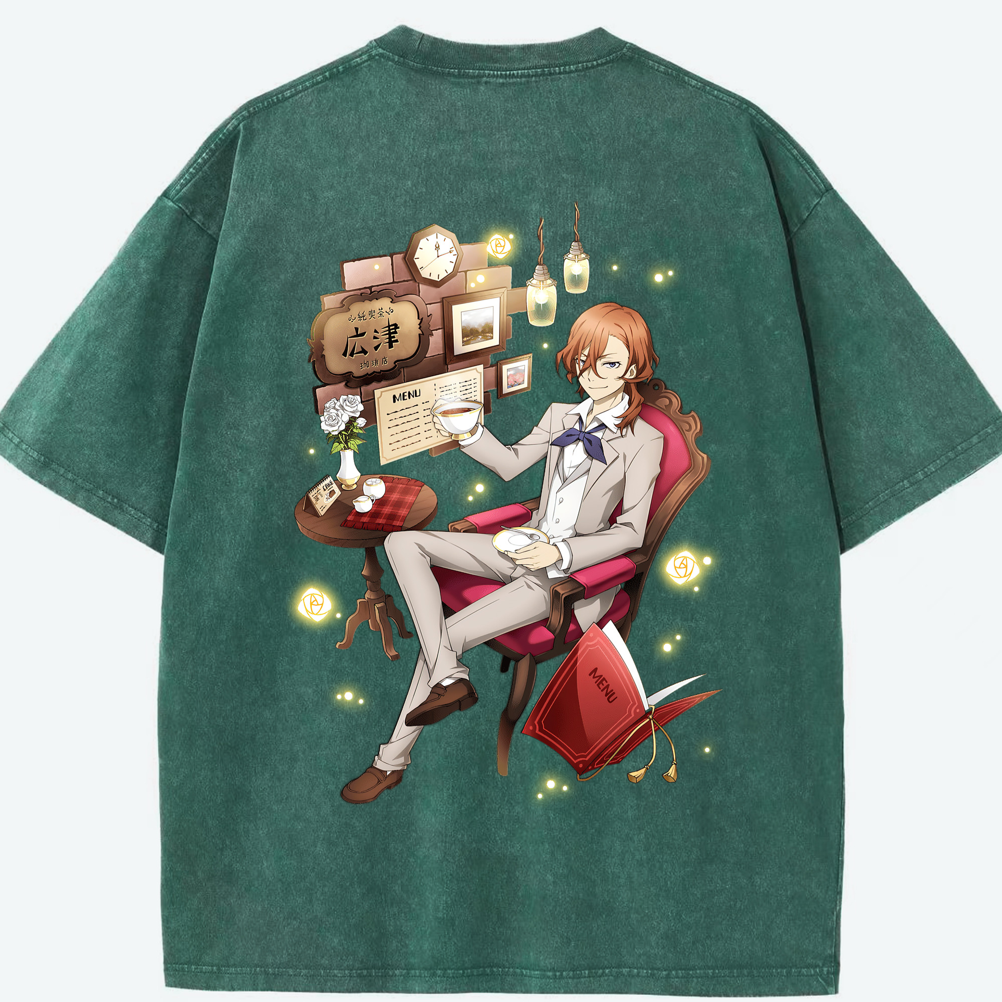 （画像用） 文豪ストレイドッグス Bungo Stray Dogs 綿100% ヴィンテージ風 半袖Tシャツ（背面プリント）